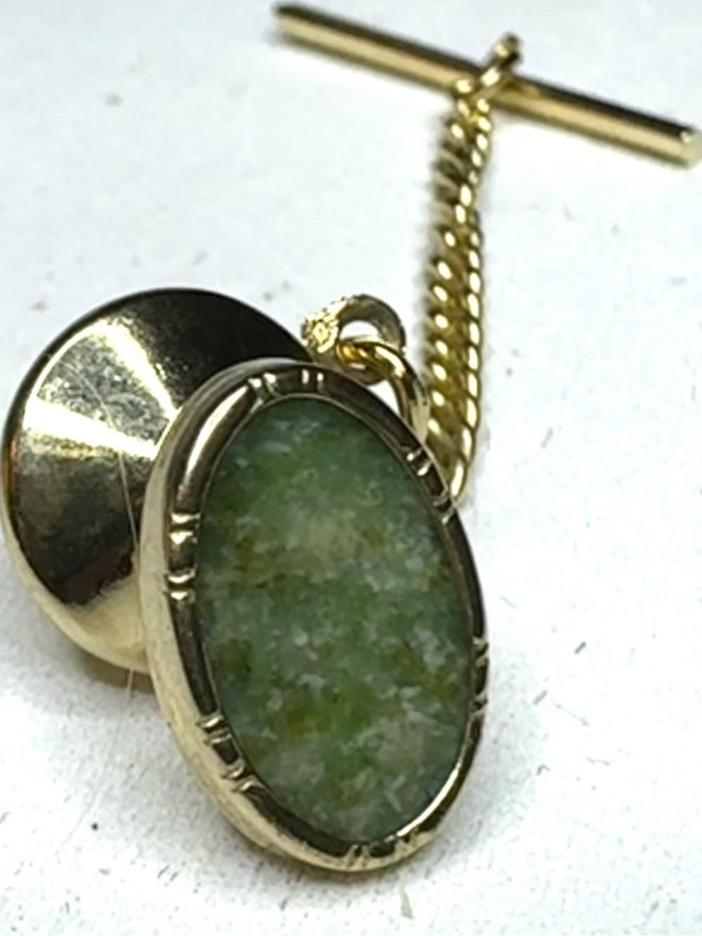 Vintage Dolan & Bullock 14K Gold Jade Tie Tack/Lapel Pin